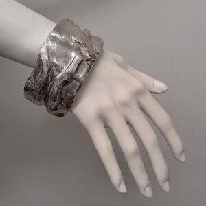 Vintage Sterling Electroform Bat Ami Bangle Bracelet Wide Art To Wear 58 Grams